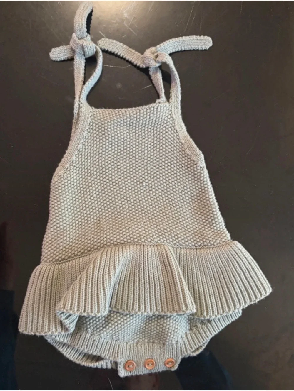 Quincy May green knit romper siz e0-3